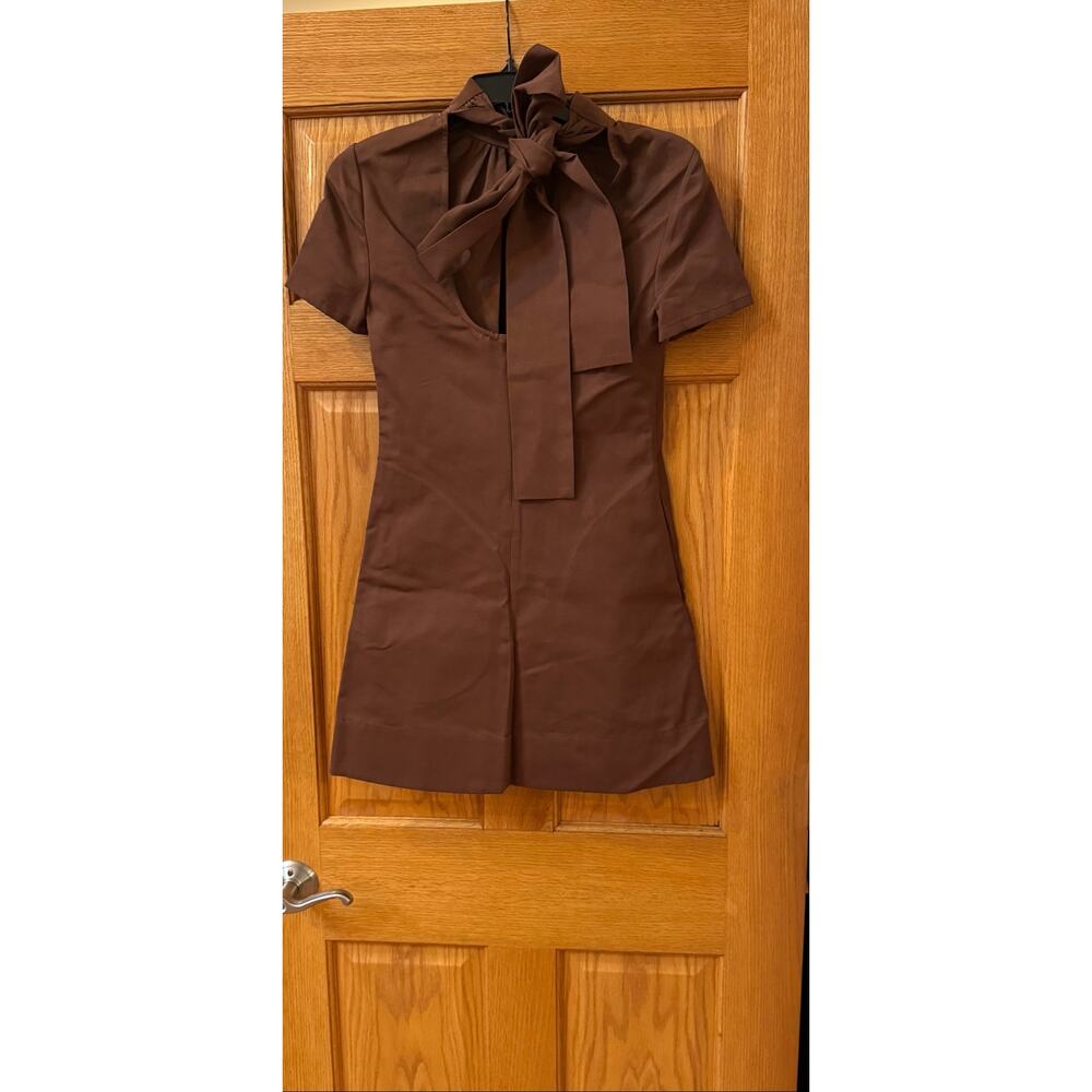 STAUD Mini Ilana Chocolate Brown Dress - New with Tags - Picture 5 of 6